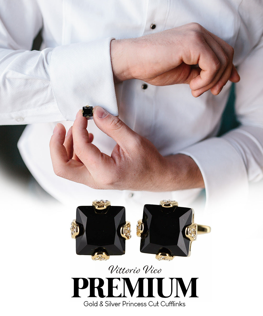 Vittorio Vico Princess Cut Colorstone Cufflinks: CL13XX Series