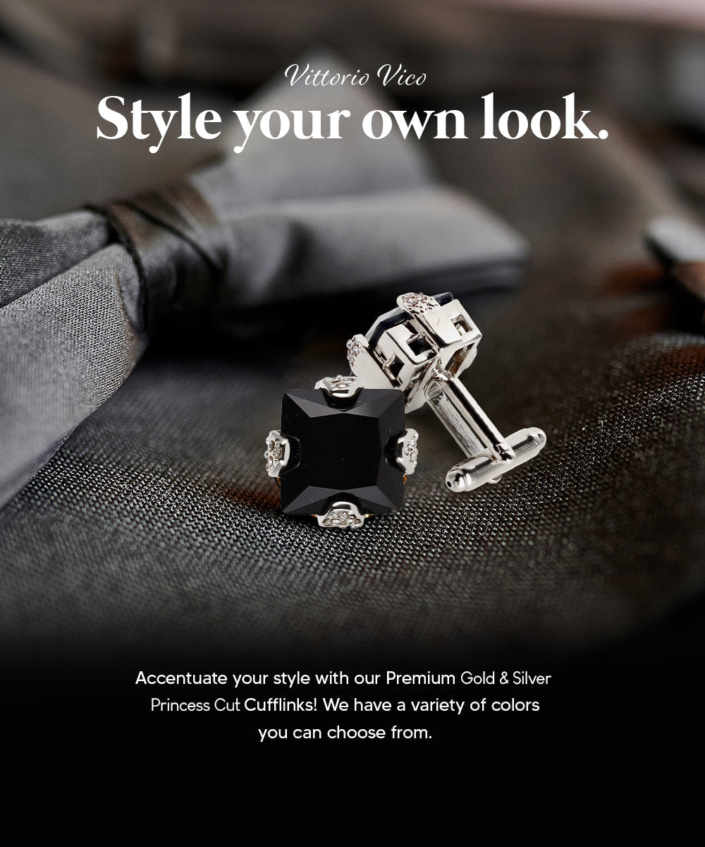 Vittorio Vico Princess Cut Colorstone Cufflinks: CL13XX Series