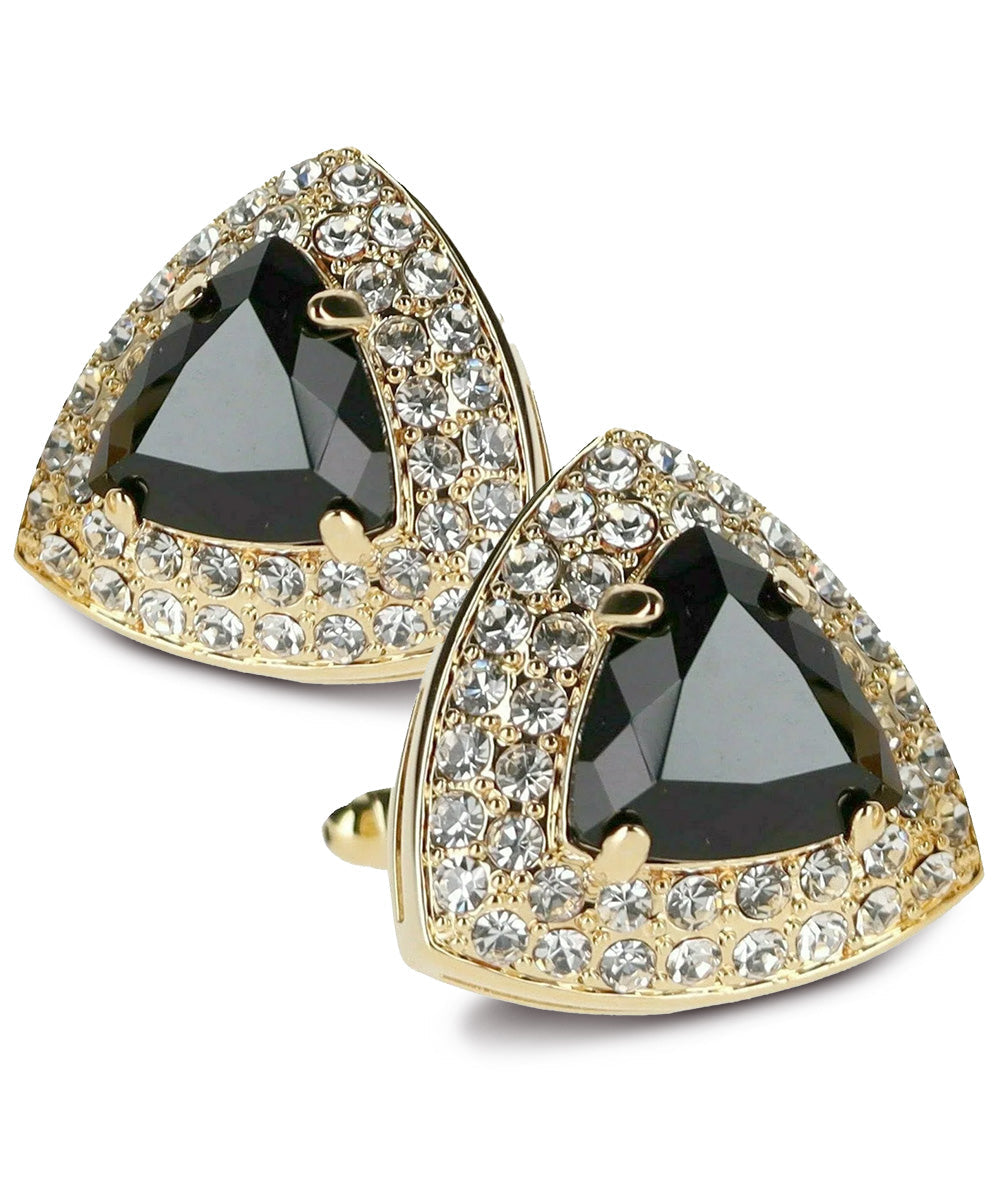 Vittorio Vico Men's Large Triangular Crystal Diamond Set Cufflinks: CL72XX Series