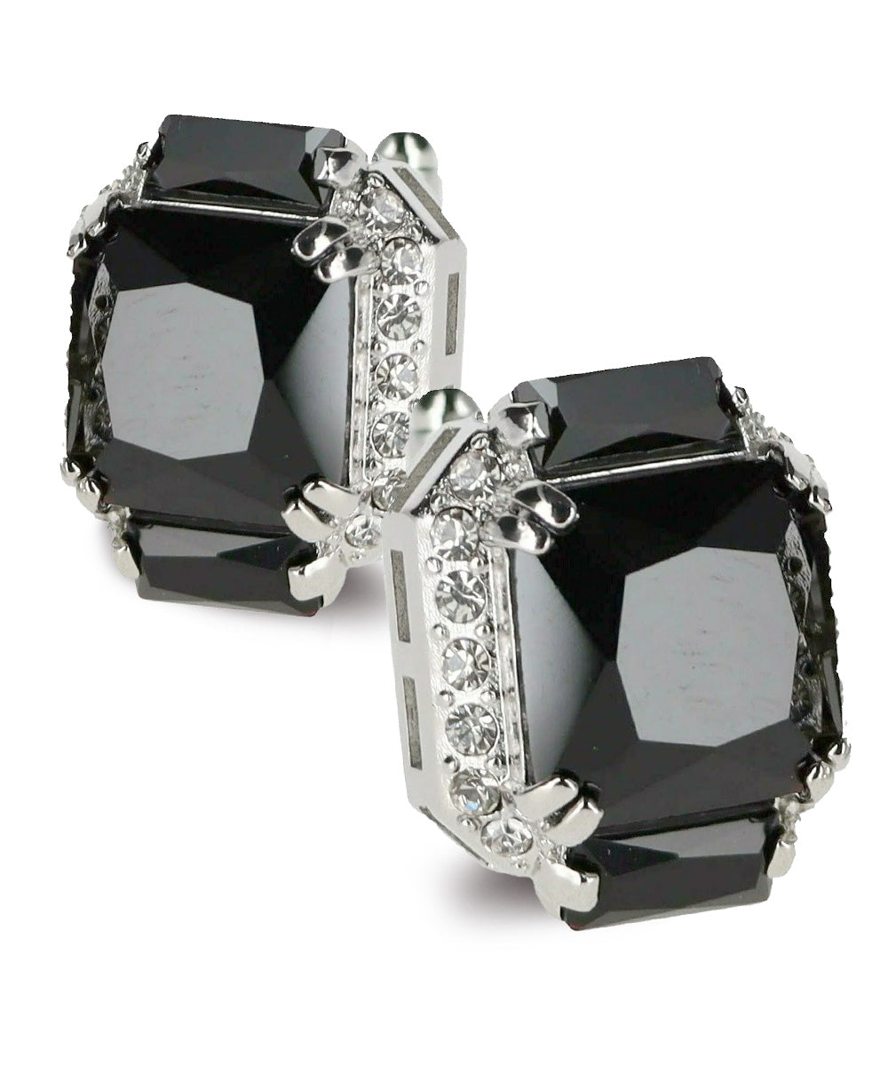 Vittorio Vico Large Rectangular Diamond Flanked Colorstone Crystal Cufflinks: CL 74XX Series