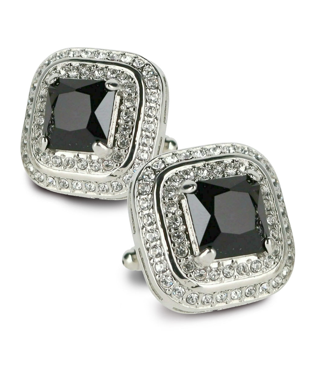 Vittorio Vico Men's Large Square Colorstone Crystal Double Diamond Set Cufflinks: CL75XX Series