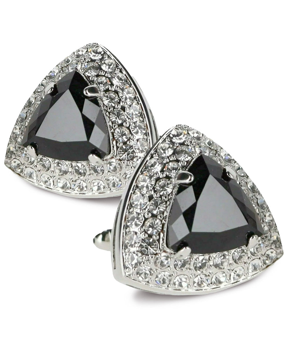 Vittorio Vico Men's Large Triangular Crystal Diamond Set Cufflinks: CL72XX Series