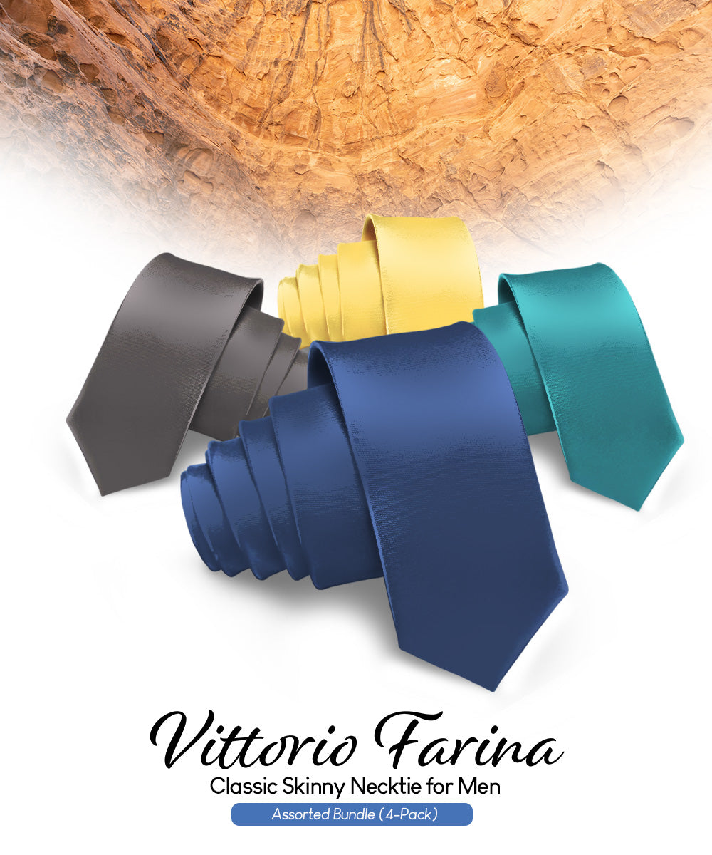 Vittorio Farina Men's Satin Skinny Necktie (Multipack)