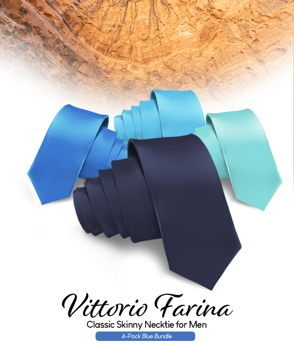 Vittorio Farina Men's Satin Skinny Necktie (Multipack)