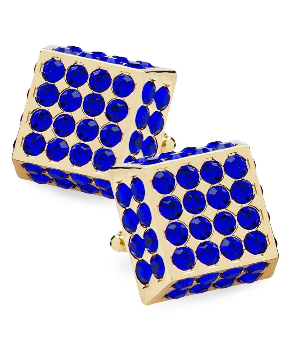 Vittorio Vico Men's Large Square Studded Colored Crystal Cufflinks: CL76XX Series - CL - 7606 - Classy Cufflinks