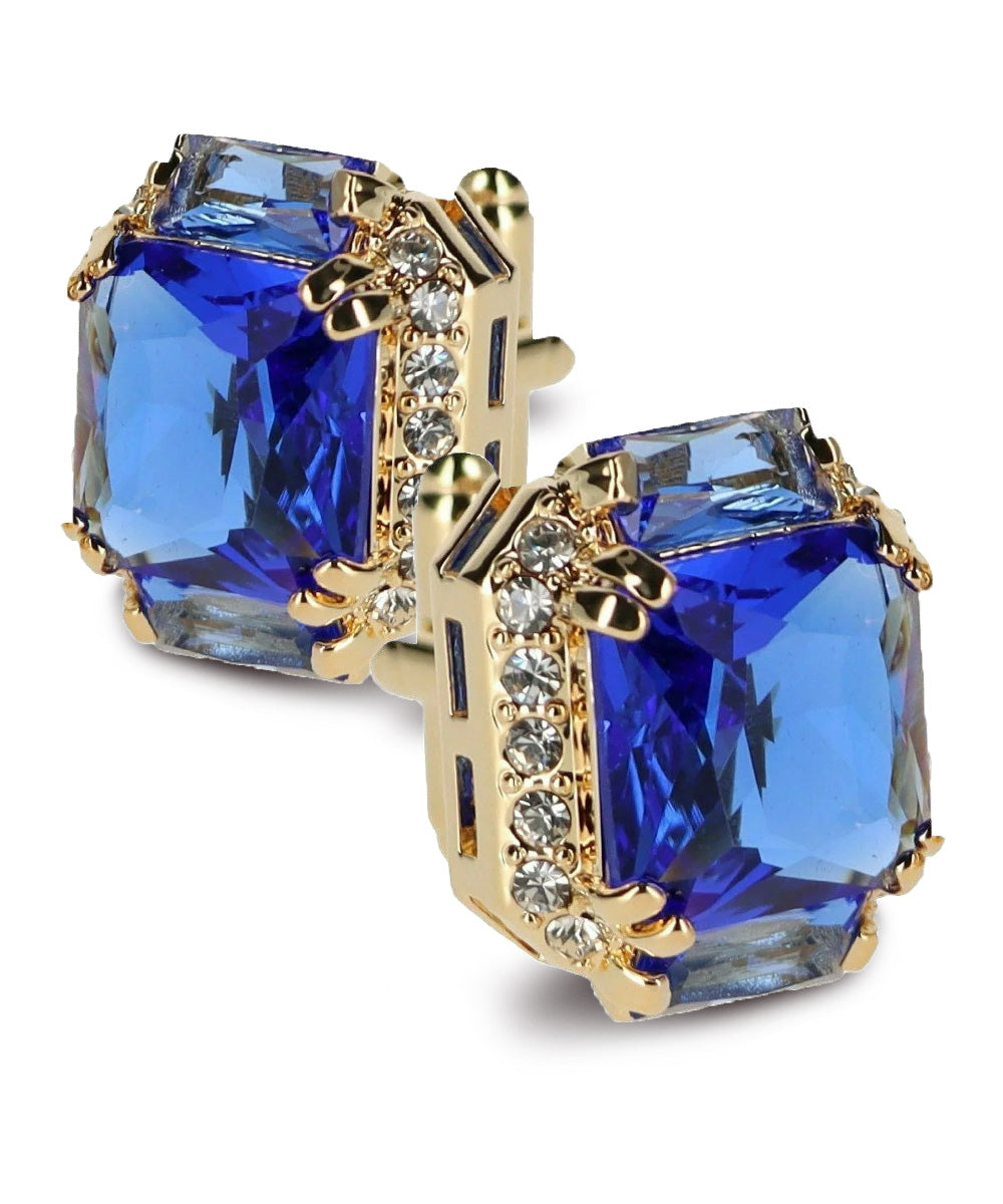 Vittorio Vico Large Rectangular Diamond Flanked Colorstone Crystal Cufflinks: CL 74XX Series