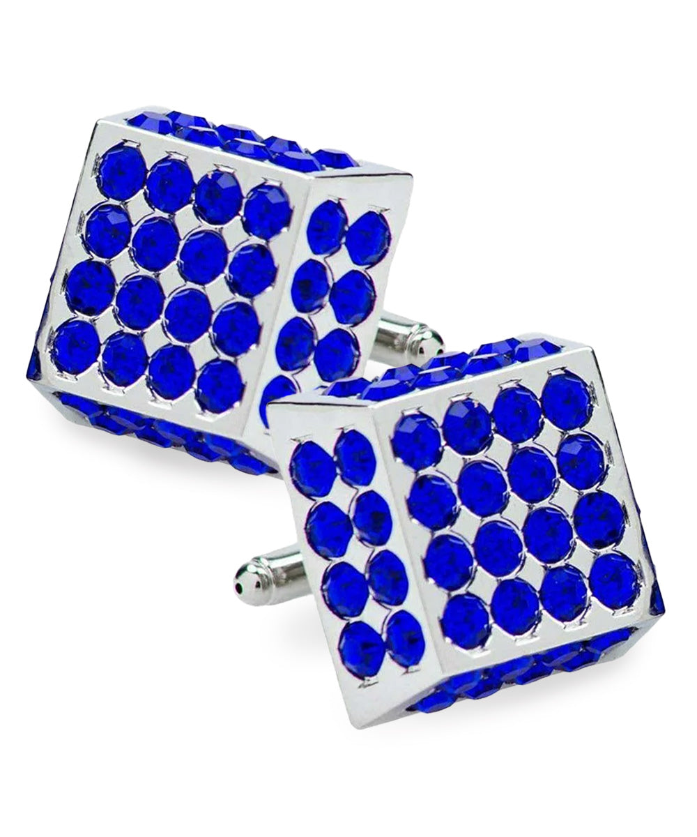 Vittorio Vico Men's Large Square Studded Colored Crystal Cufflinks: CL76XX Series - CL - 7607 - Classy Cufflinks