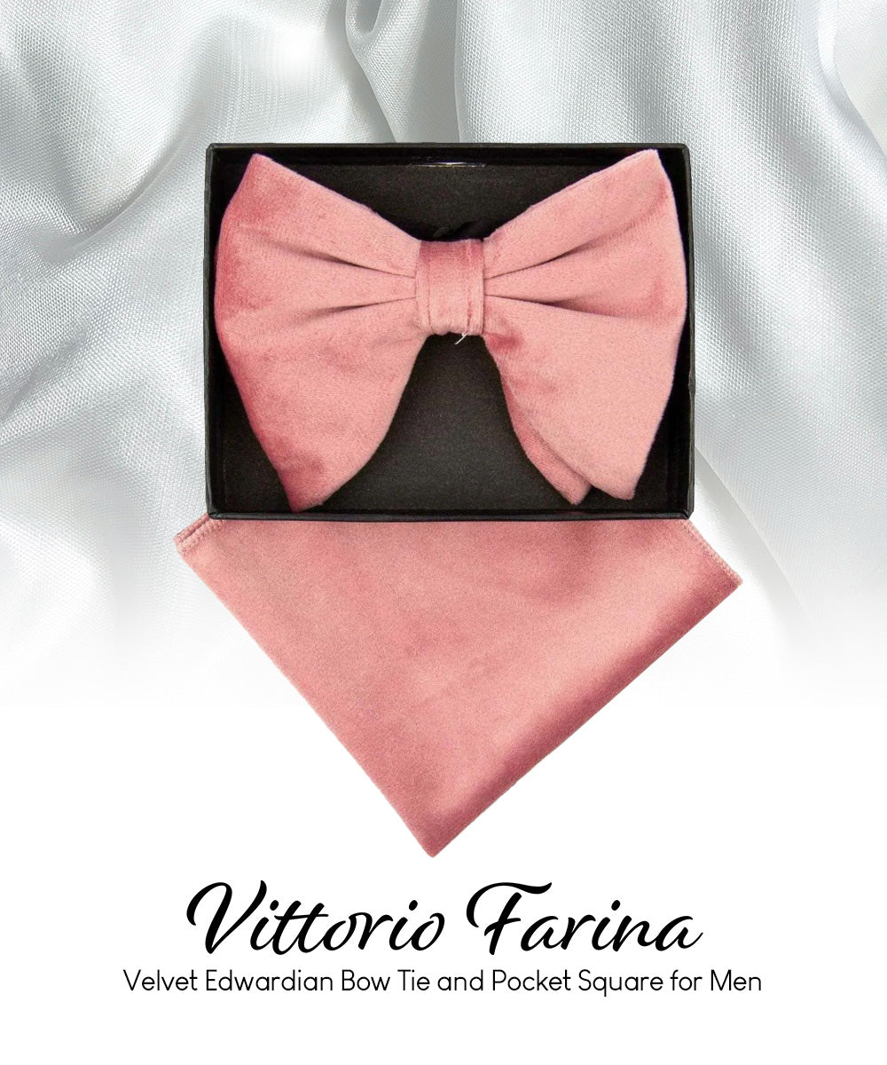 Vittorio Farina Men's Velvet Teardrop Bow Tie & Pocket Square in Gift Box