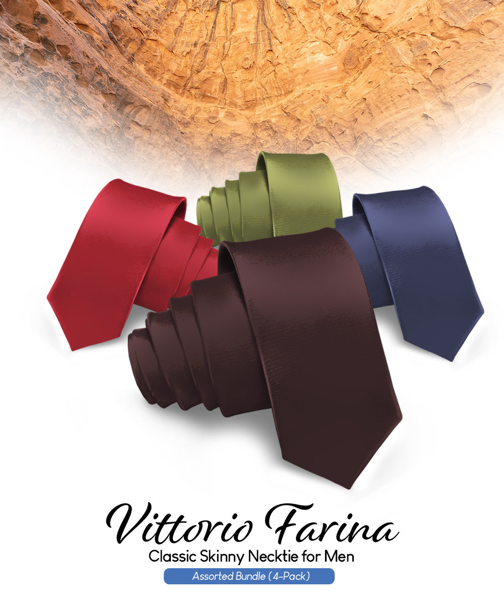 Vittorio Farina Men's Satin Skinny Necktie (Multipack)