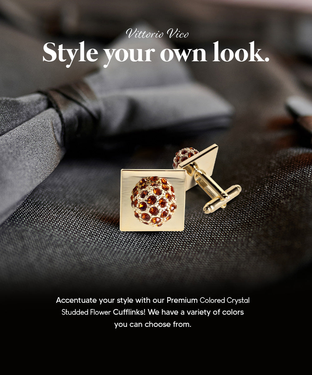 Vittorio Vico Studded Colorstone Crystal Flower Cufflinks: CL12XX Series