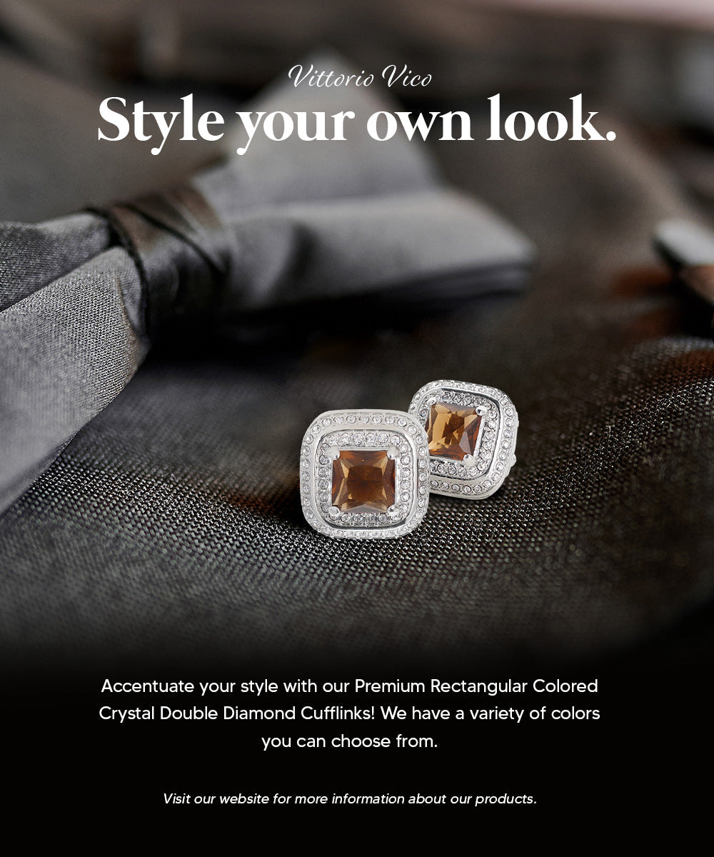 Vittorio Vico Men's Large Square Colorstone Crystal Double Diamond Set Cufflinks: CL75XX Series