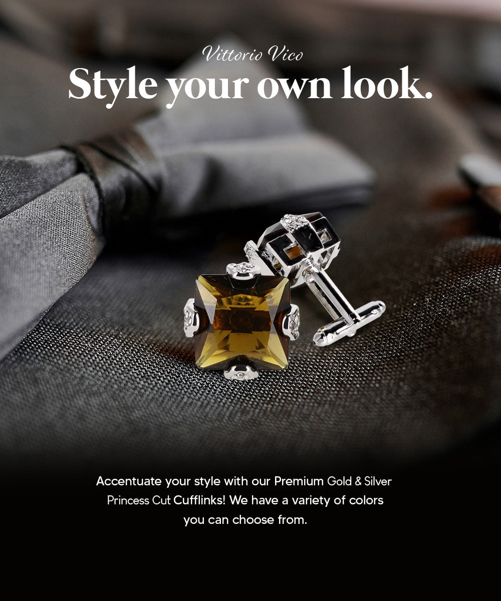 Vittorio Vico Princess Cut Colorstone Cufflinks: CL13XX Series