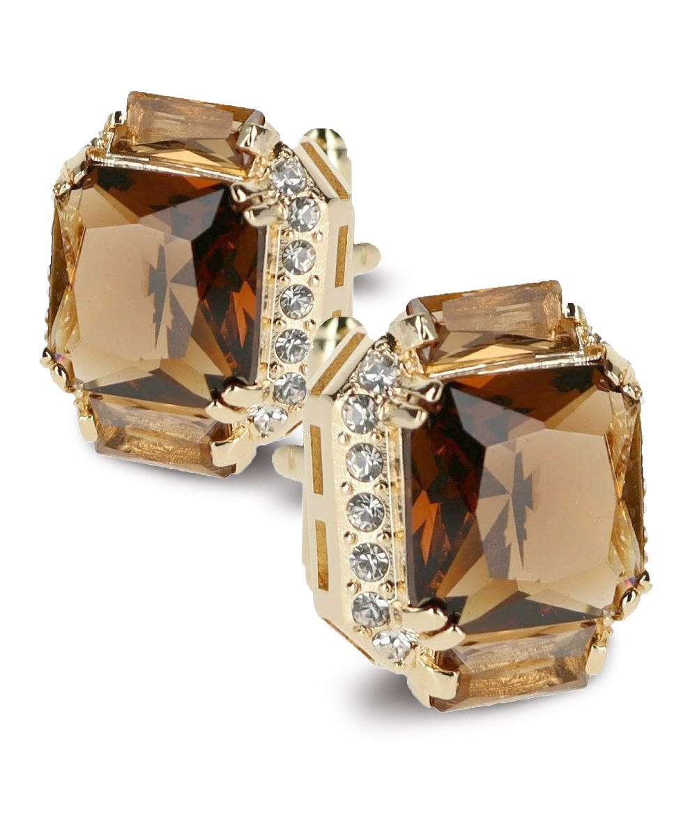 Vittorio Vico Large Rectangular Diamond Flanked Colorstone Crystal Cufflinks: CL 74XX Series