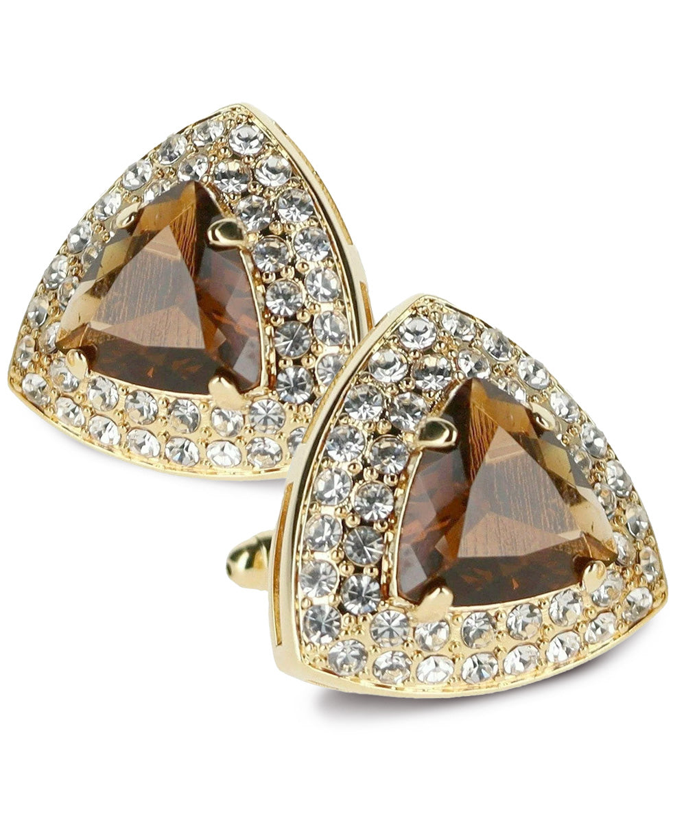 Vittorio Vico Men's Large Triangular Crystal Diamond Set Cufflinks: CL72XX Series