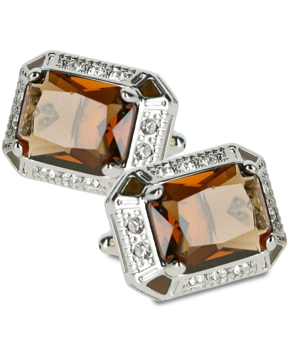 Vittorio Vico Large Big Rectangular Crystal Colorstone Cufflinks: CL73XX Series