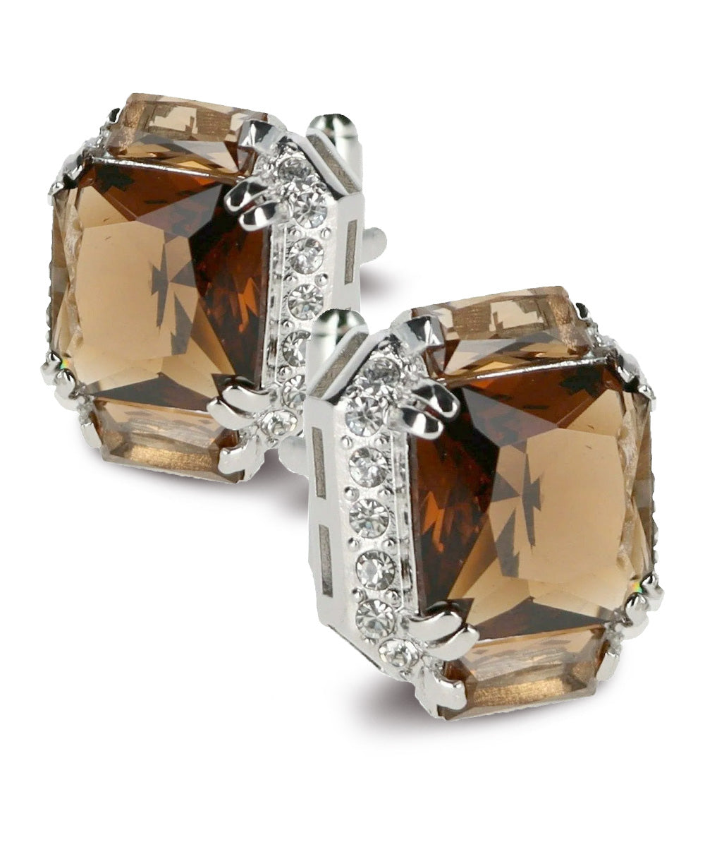 Vittorio Vico Large Rectangular Diamond Flanked Colorstone Crystal Cufflinks: CL 74XX Series