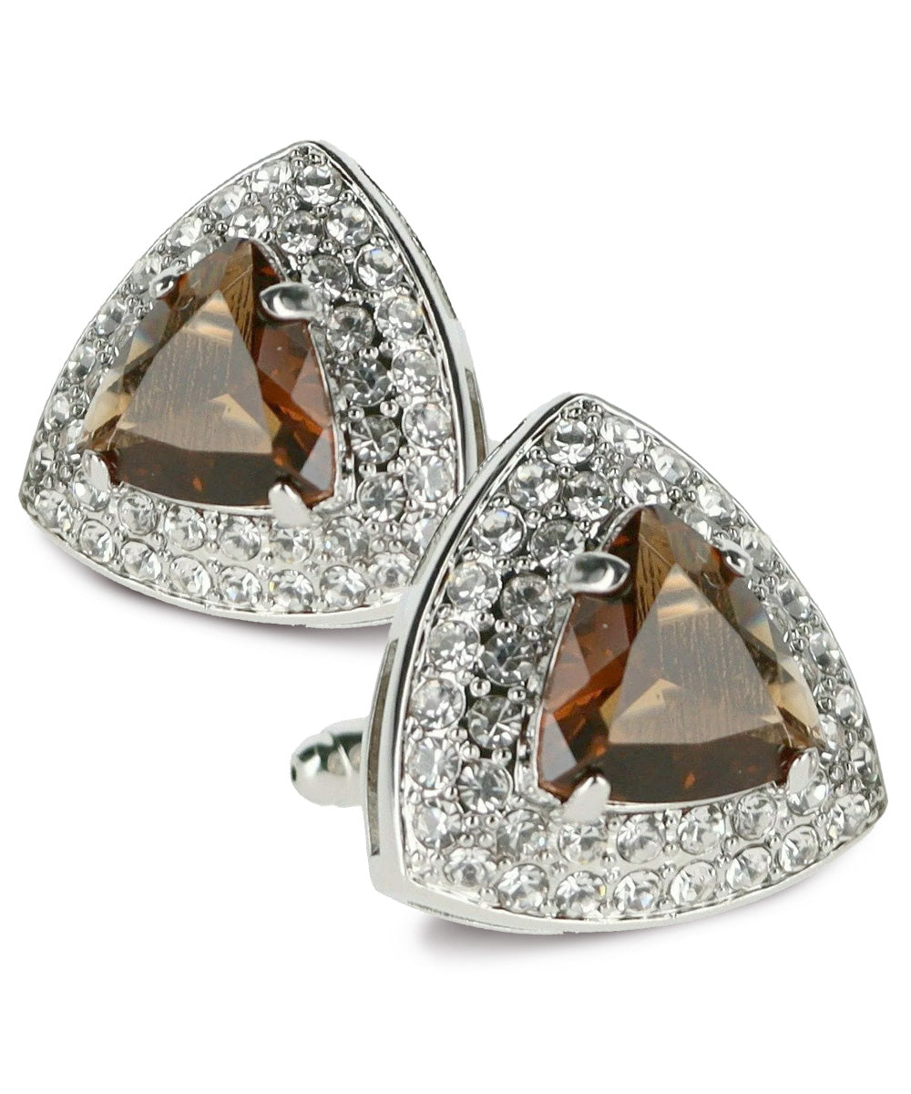 Vittorio Vico Men's Large Triangular Crystal Diamond Set Cufflinks: CL72XX Series