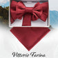 Vittorio Farina Men's XL Solid Satin Bow Tie & Pocket Square in Gift Box