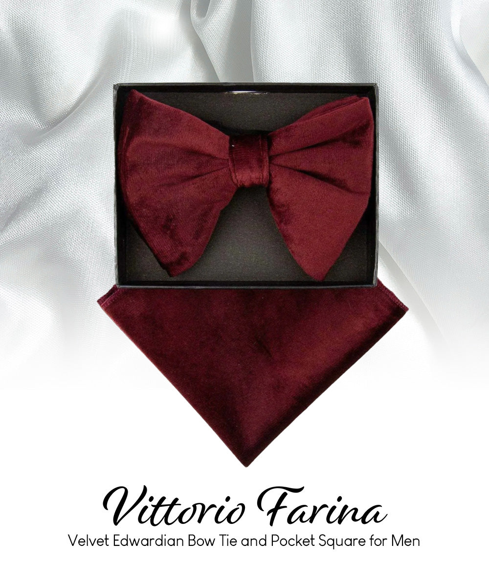 Vittorio Farina Men's Velvet Teardrop Bow Tie & Pocket Square in Gift Box