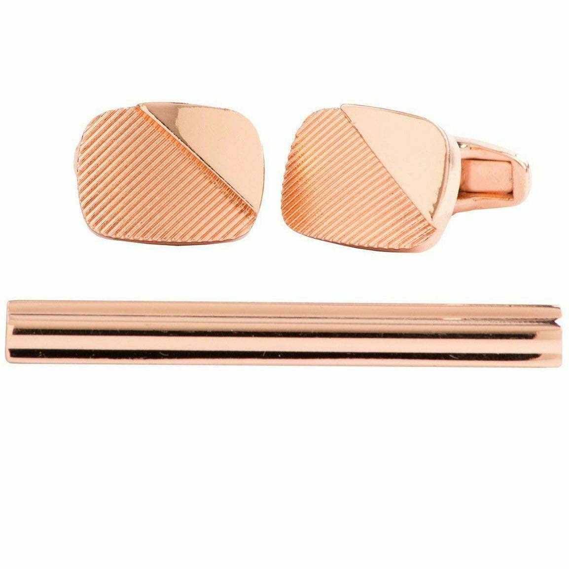 Vittorio Vico Plain Gold Cufflink & Tie Bar Set in Gift Box