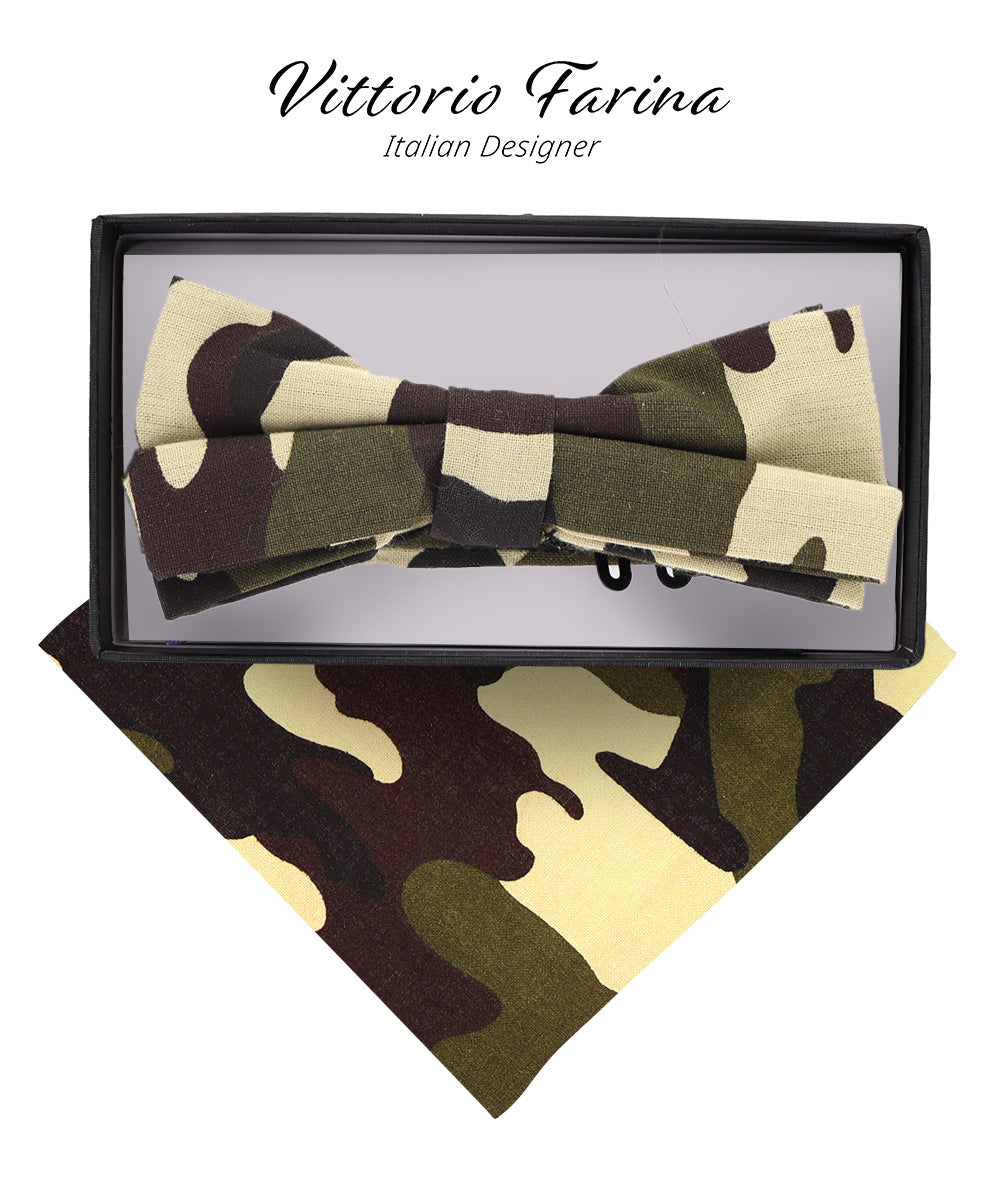 Vittorio Farina Kente Bow Tie & Pocket Square - BH - K_Camo - Classy Cufflinks