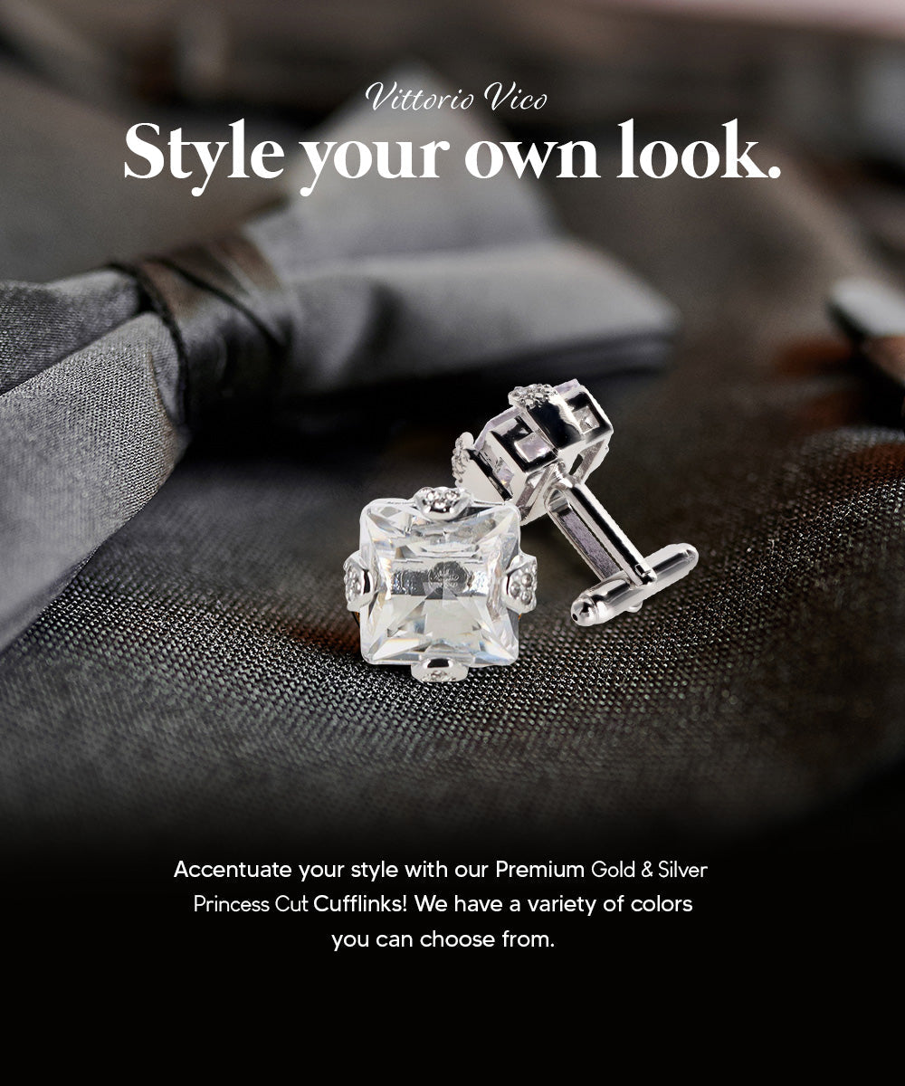 Vittorio Vico Princess Cut Colorstone Cufflinks: CL13XX Series