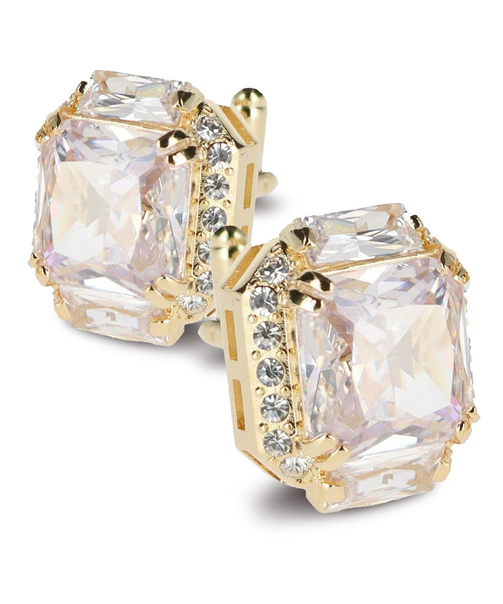 Vittorio Vico Large Rectangular Diamond Flanked Colorstone Crystal Cufflinks: CL 74XX Series