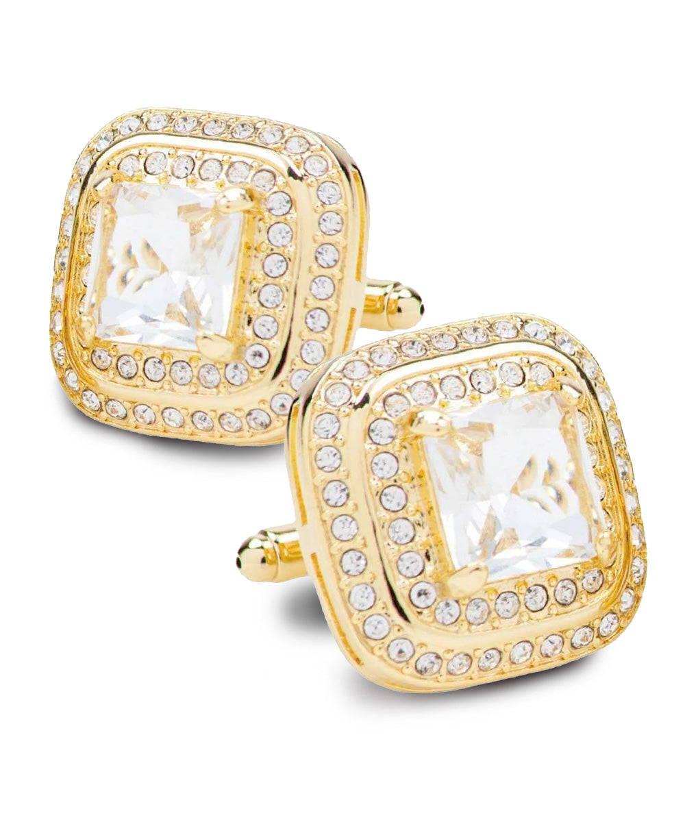 Vittorio Vico Men's Large Square Colorstone Crystal Double Diamond Set Cufflinks: CL75XX Series