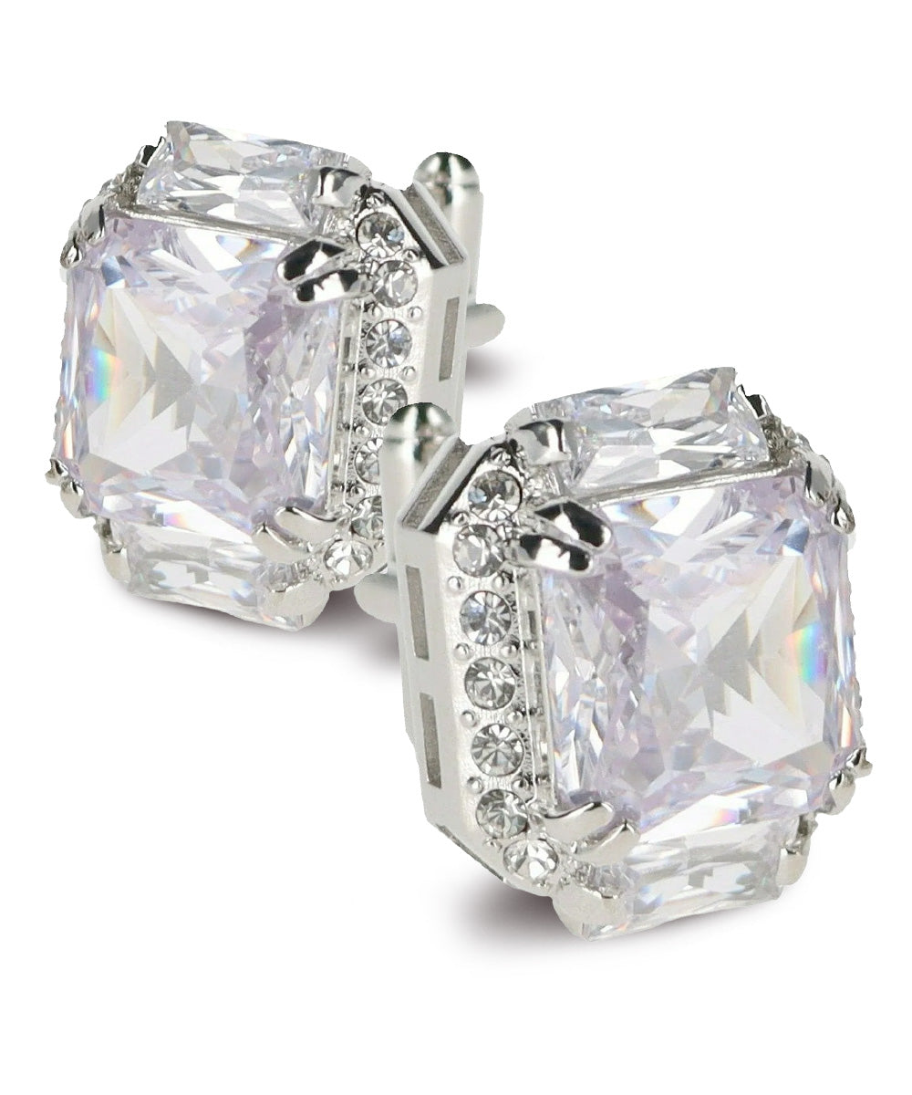 Vittorio Vico Large Rectangular Diamond Flanked Colorstone Crystal Cufflinks: CL 74XX Series