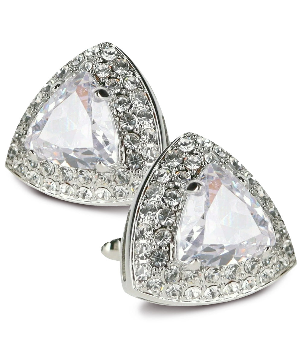 Vittorio Vico Men's Large Triangular Crystal Diamond Set Cufflinks: CL72XX Series