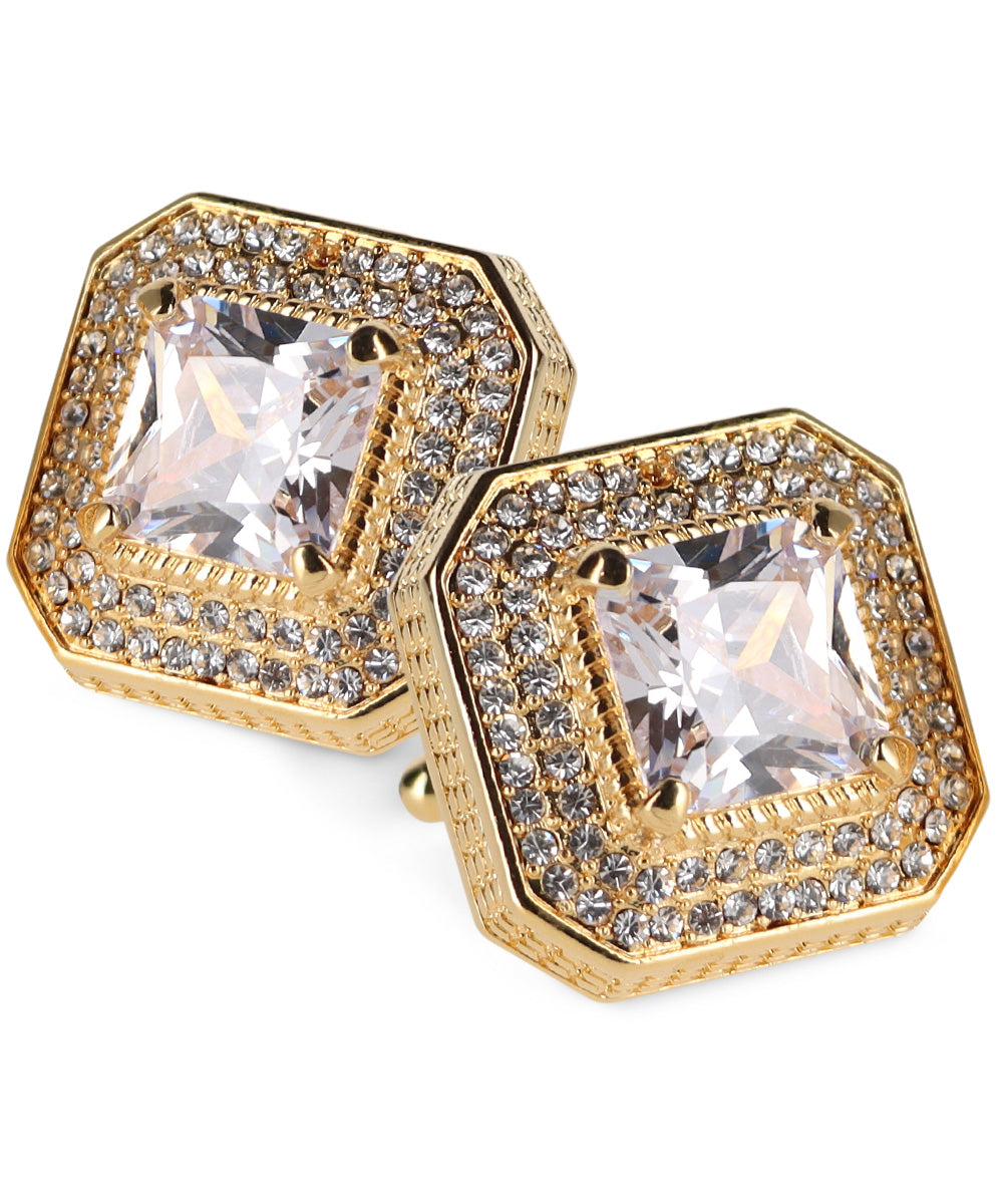 Vittorio Vico Men's Large Square Colorstone Crystal Diamond Set Cufflinks: CL71XX Series