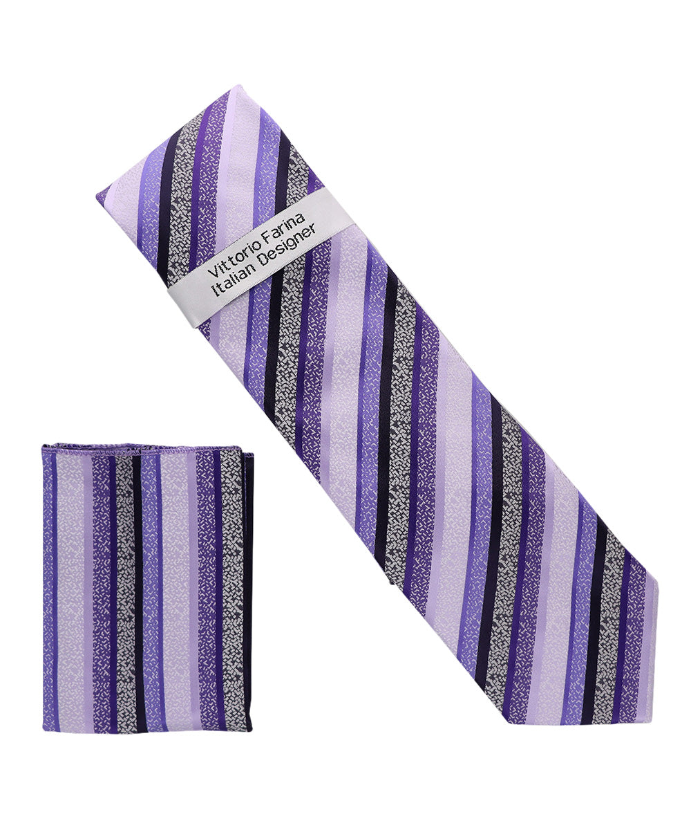 Vittorio Farina Men's Geometric Design Necktie & Pocket Square