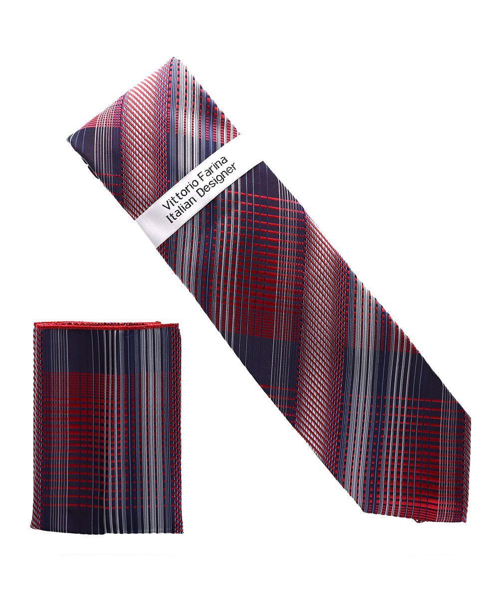 Vittorio Farina Men's Geometric Design Necktie & Pocket Square