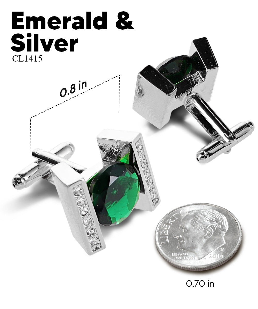 Vittorio Vico Princess Cut Crystal Colorstone Cufflinks: CL14XX Series