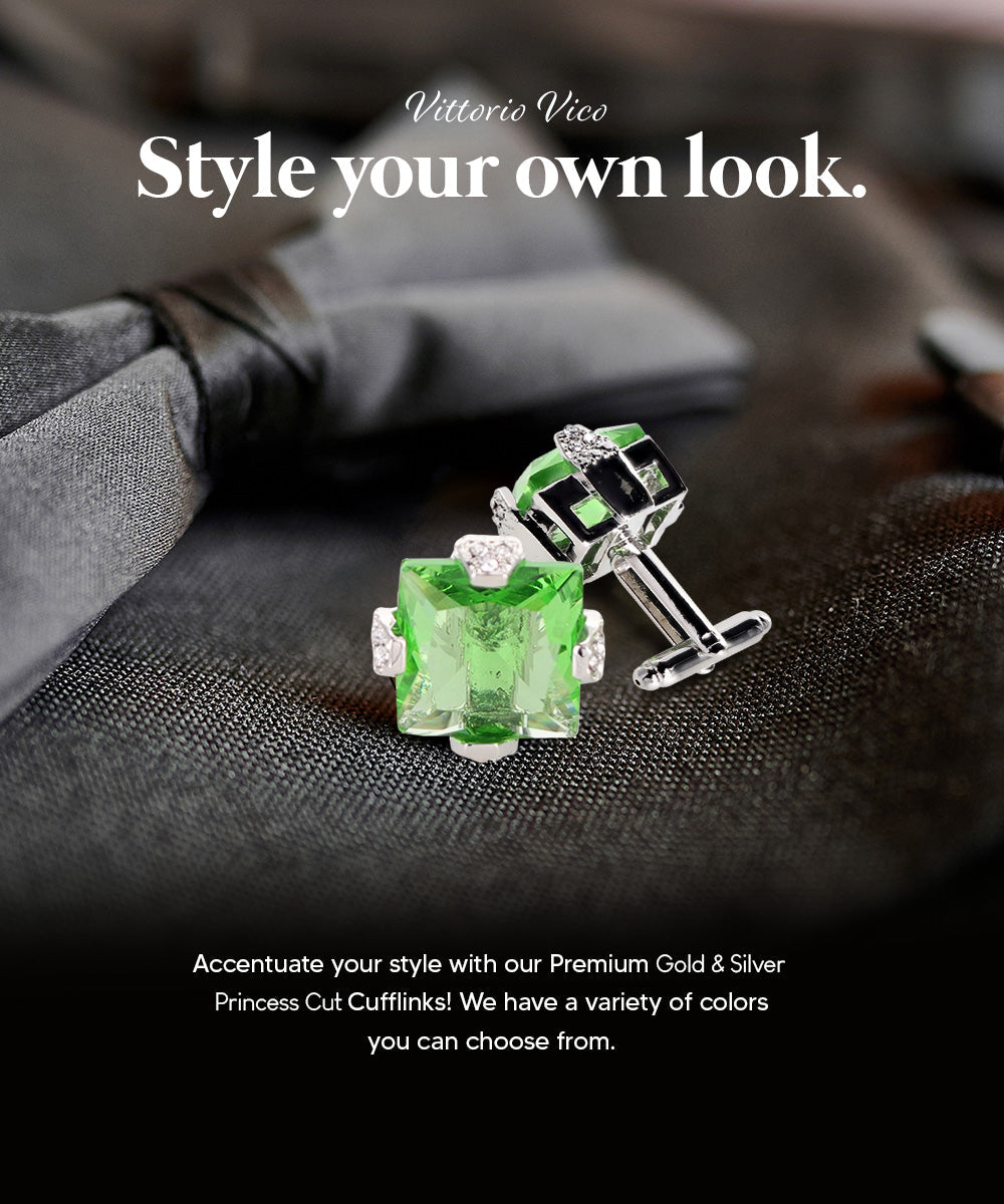 Vittorio Vico Princess Cut Colorstone Cufflinks: CL13XX Series