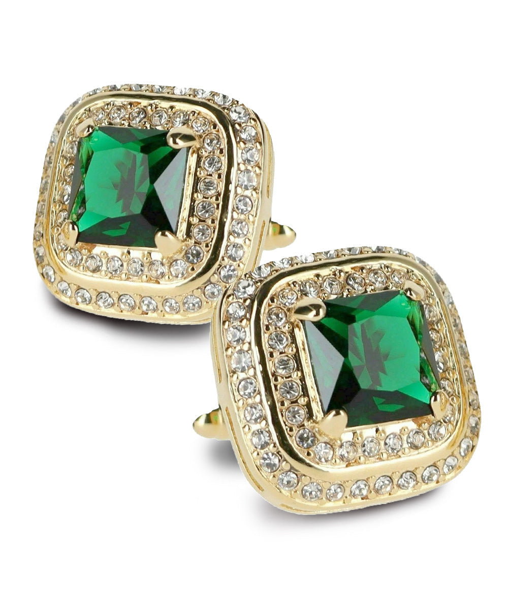 Vittorio Vico Men's Large Square Colorstone Crystal Double Diamond Set Cufflinks: CL75XX Series