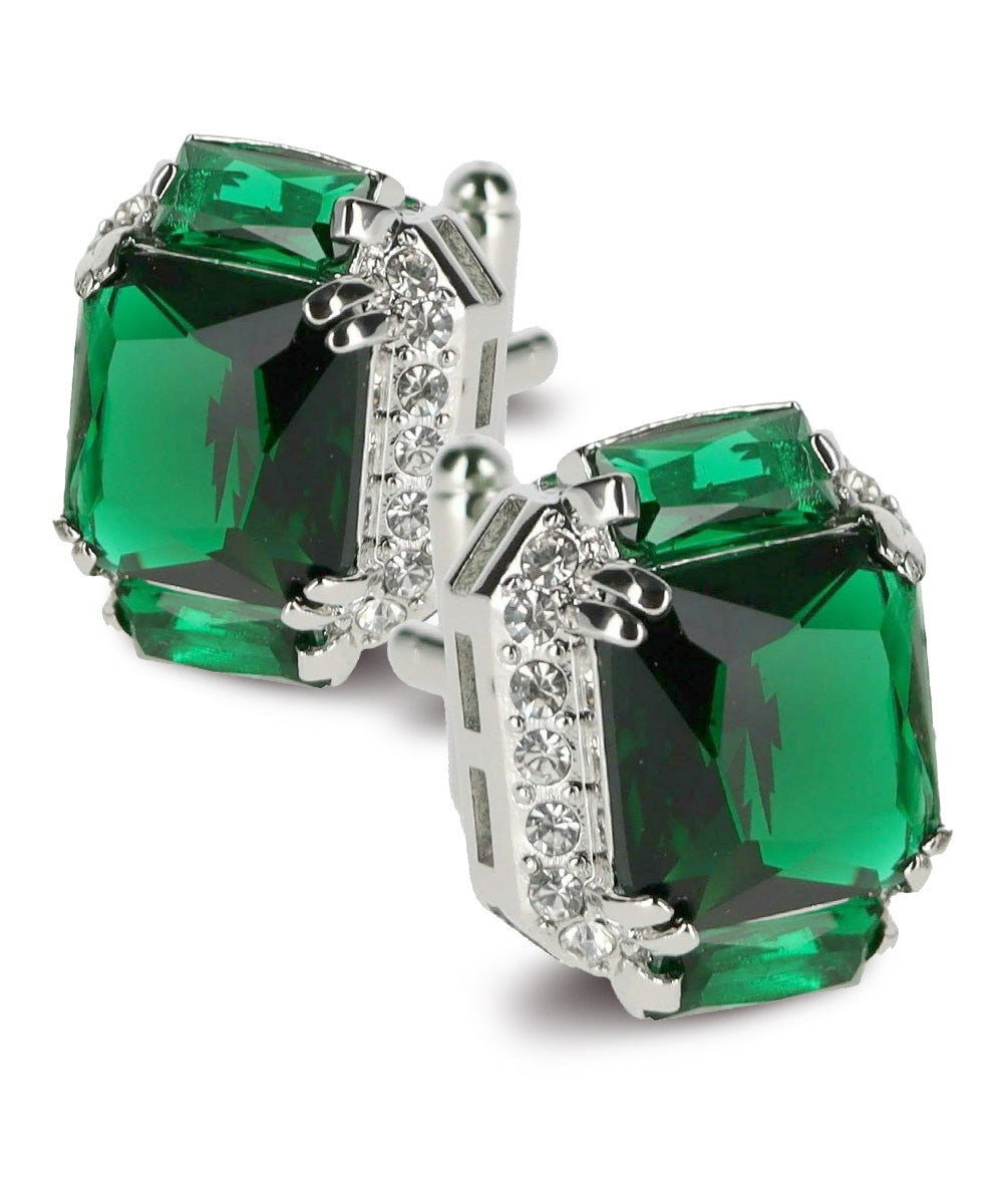 Vittorio Vico Large Rectangular Diamond Flanked Colorstone Crystal Cufflinks: CL 74XX Series