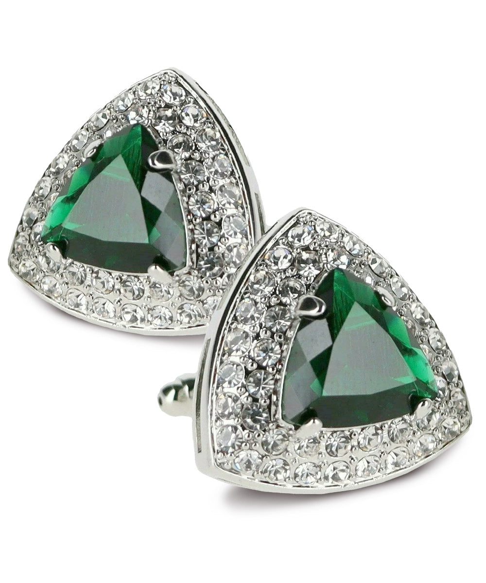 Vittorio Vico Men's Large Triangular Crystal Diamond Set Cufflinks: CL72XX Series