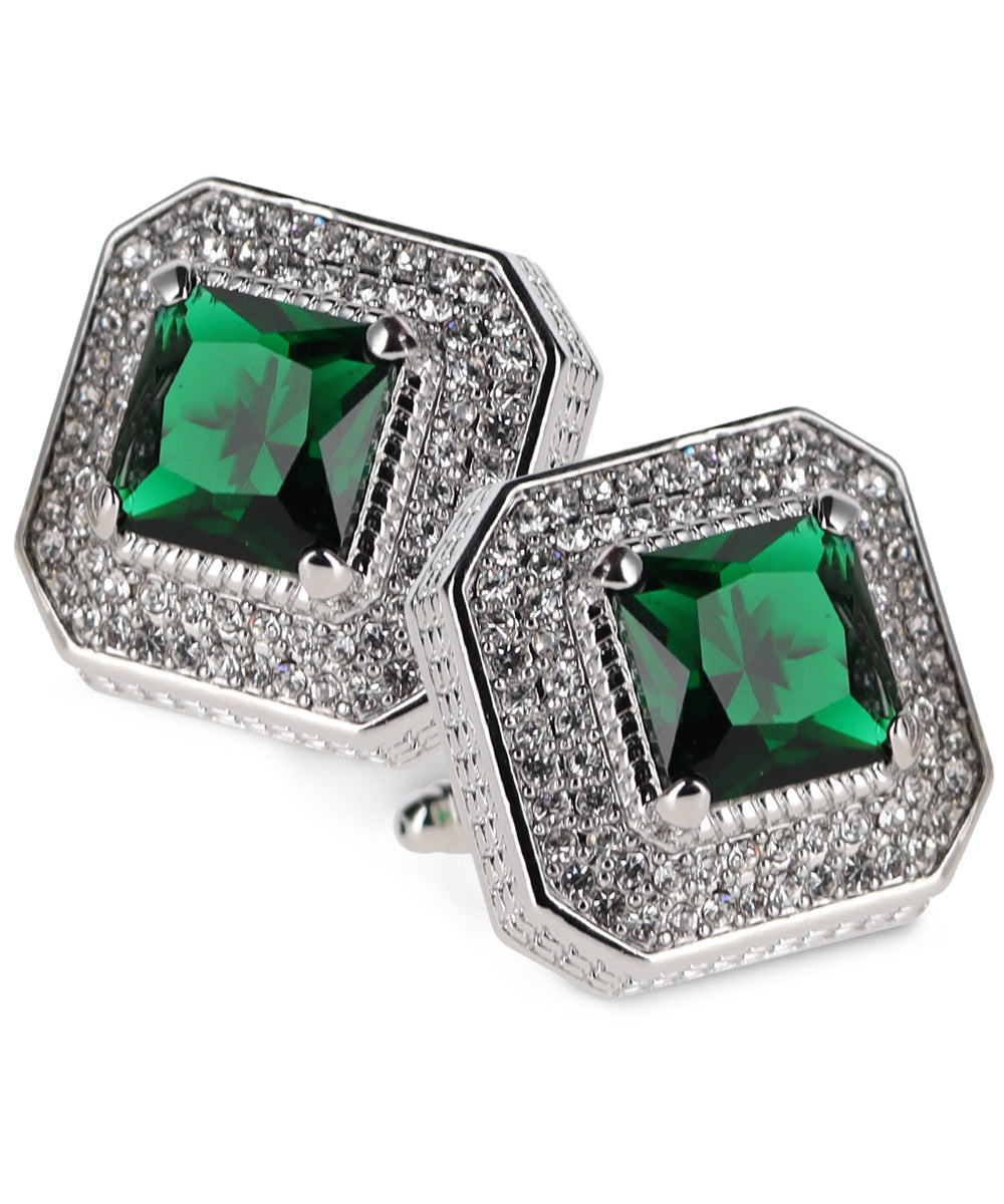 Vittorio Vico Men's Large Square Colorstone Crystal Diamond Set Cufflinks: CL71XX Series