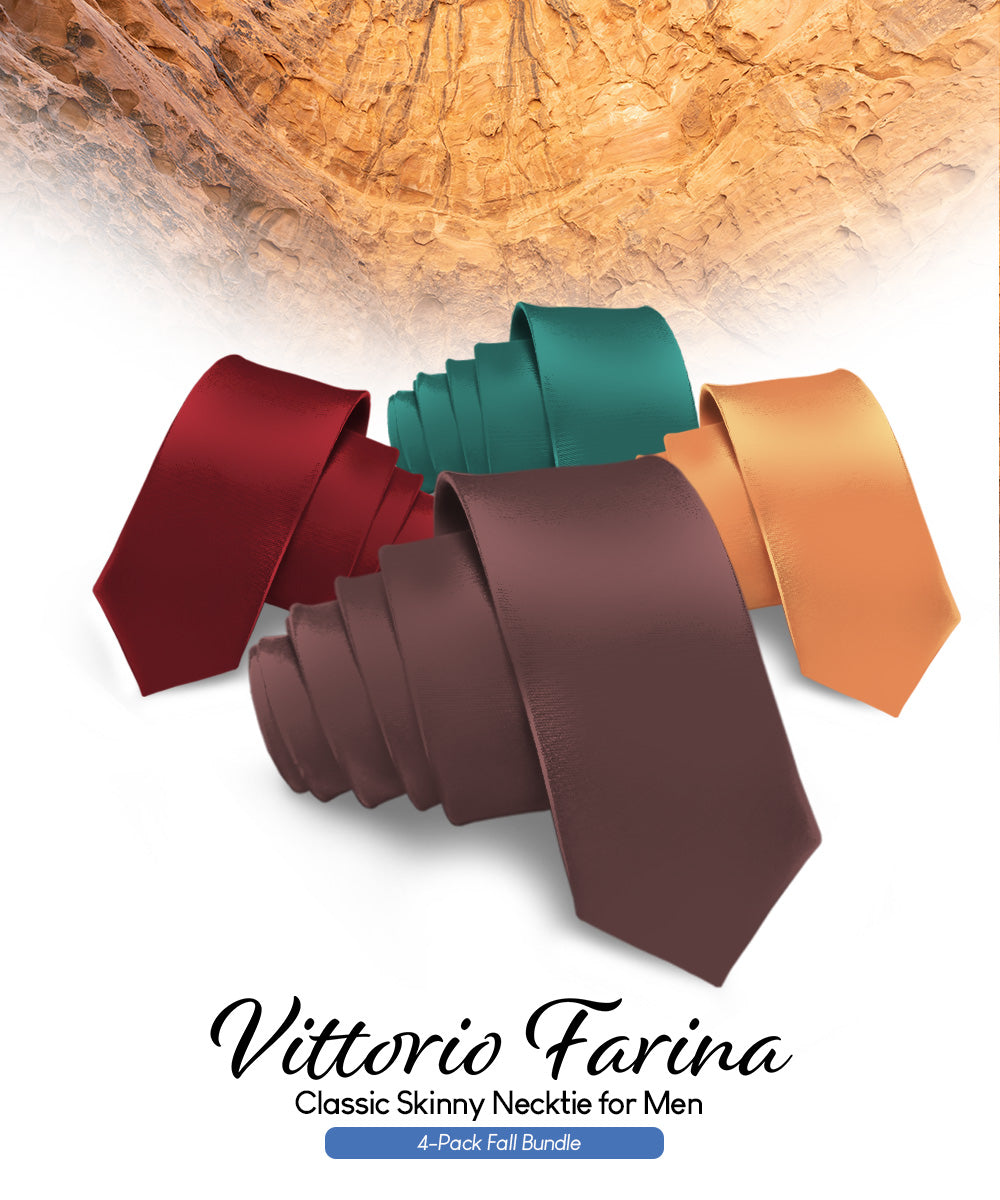 Vittorio Farina Men's Satin Skinny Necktie (Multipack)