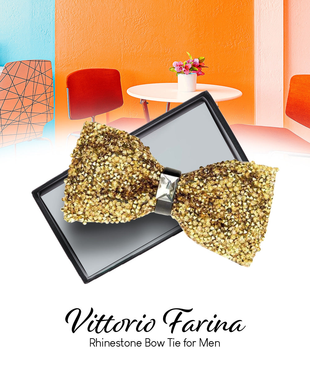 Vittorio Farina Men's Rhinestone Bow Tie in Gift Box