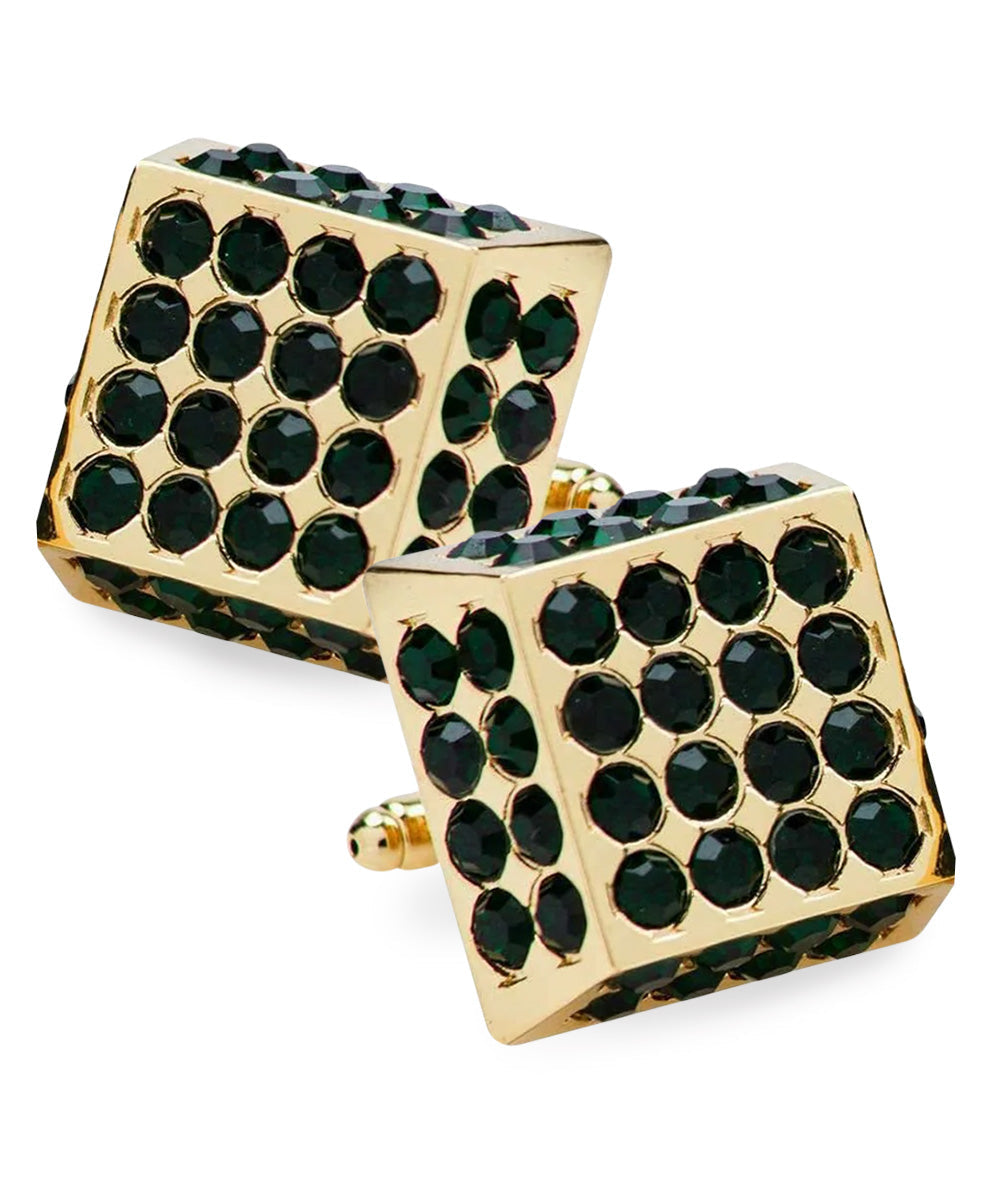 Vittorio Vico Men's Large Square Studded Colored Crystal Cufflinks: CL76XX Series - CL - 7614 - Classy Cufflinks