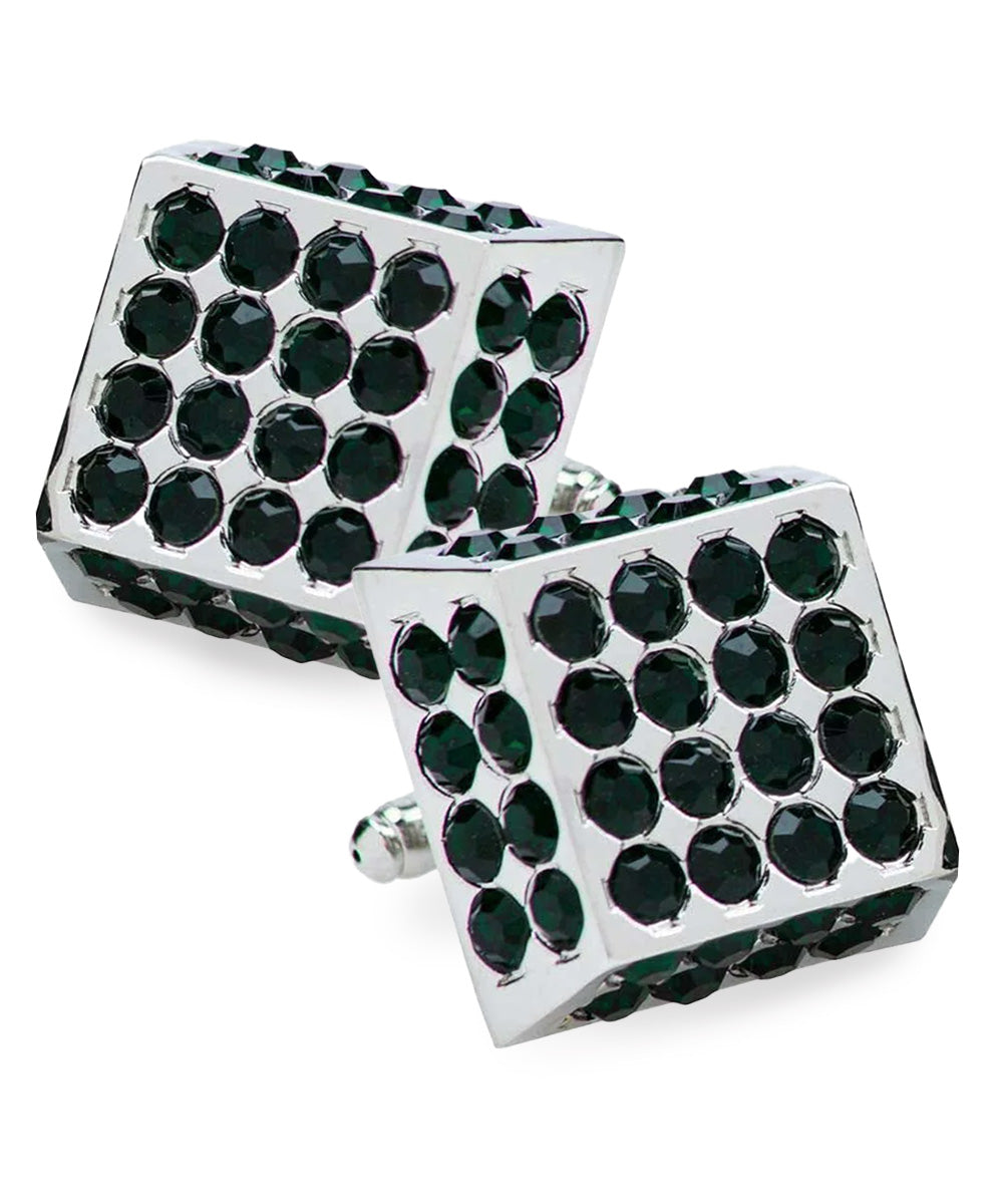 Vittorio Vico Men's Large Square Studded Colored Crystal Cufflinks: CL76XX Series - CL - 7615 - Classy Cufflinks