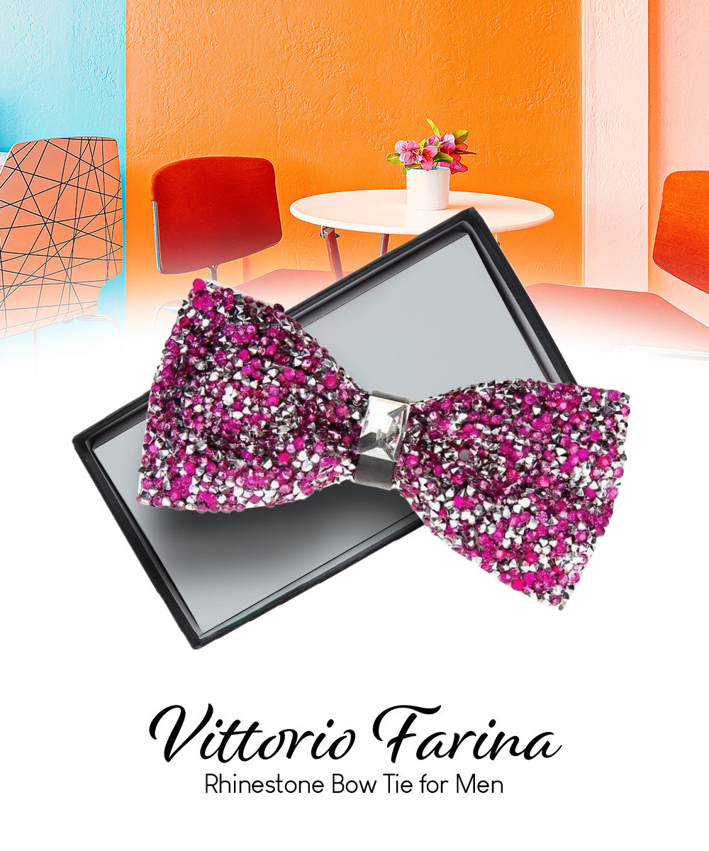 Vittorio Farina Men's Rhinestone Bow Tie in Gift Box