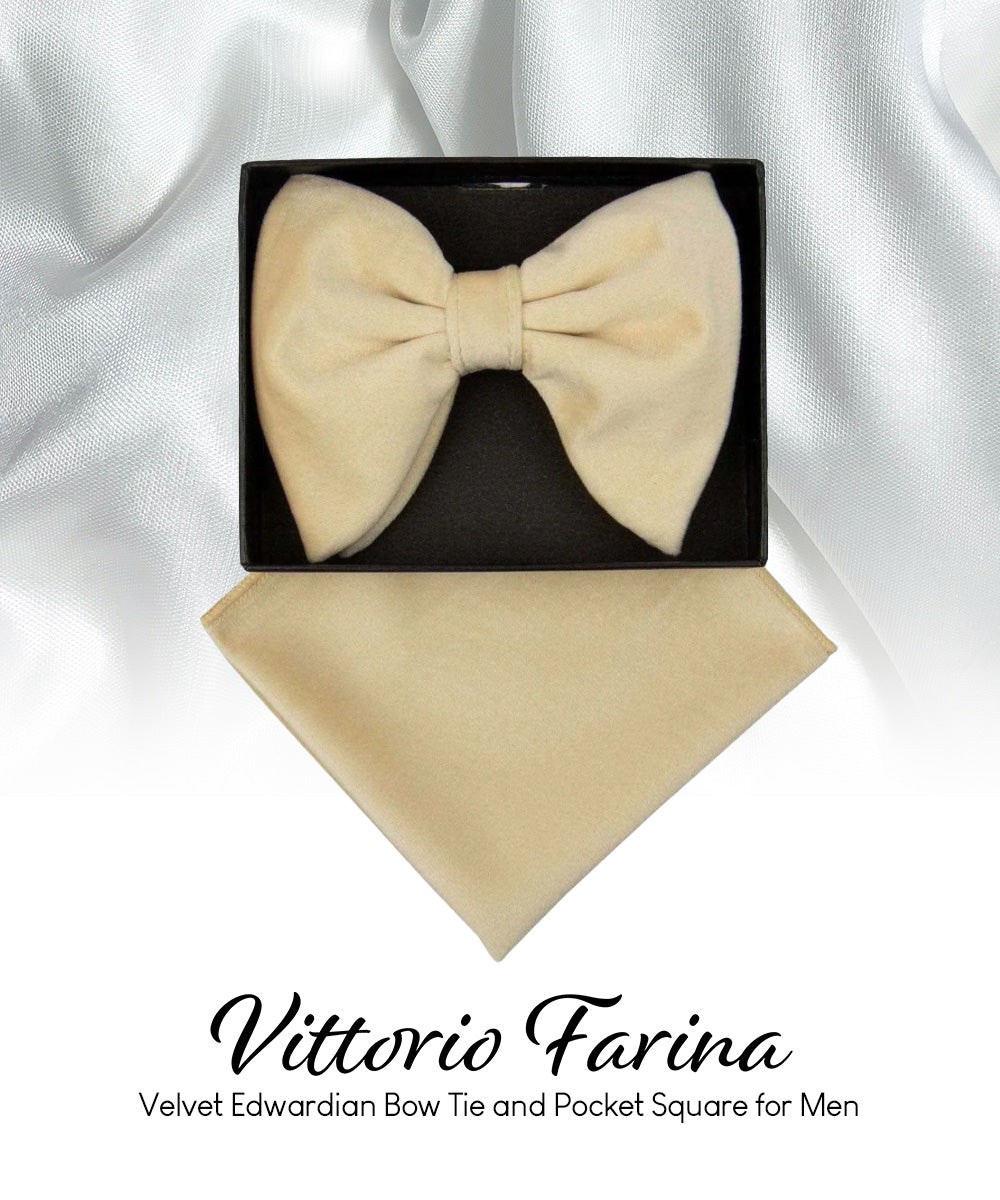 Vittorio Farina Men's Velvet Teardrop Bow Tie & Pocket Square in Gift Box