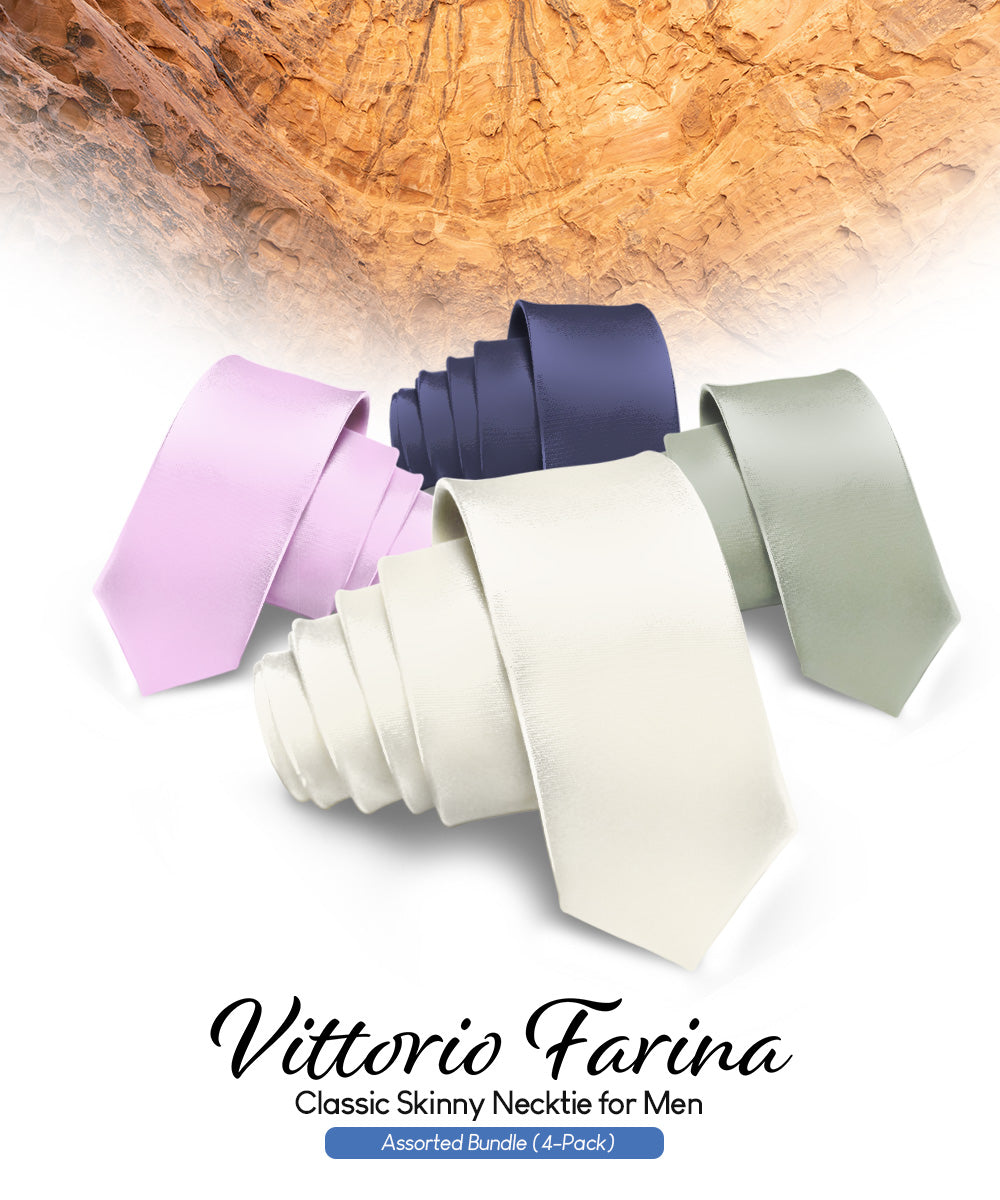 Vittorio Farina Men's Satin Skinny Necktie (Multipack)