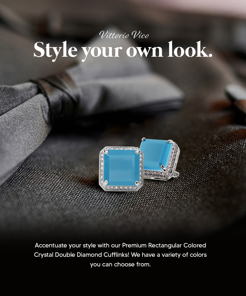 Vittorio Vico Large Big Square Crystal Colorstone Cufflinks: CL 70XX Series