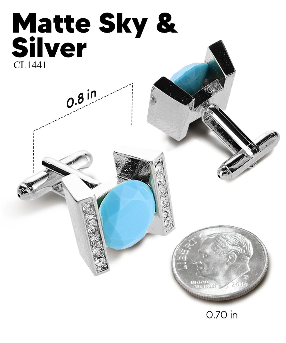 Vittorio Vico Princess Cut Crystal Colorstone Cufflinks: CL14XX Series