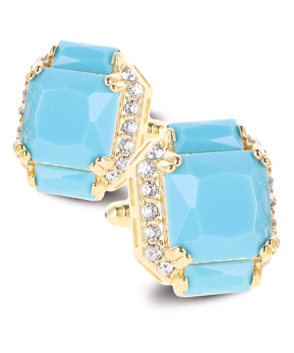 Vittorio Vico Large Rectangular Diamond Flanked Colorstone Crystal Cufflinks: CL 74XX Series