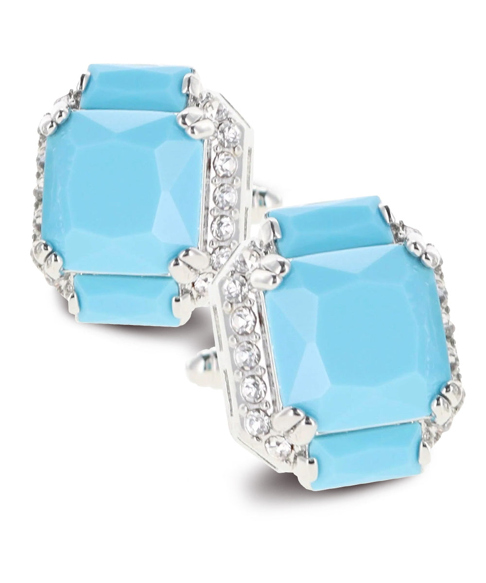 Vittorio Vico Large Rectangular Diamond Flanked Colorstone Crystal Cufflinks: CL 74XX Series